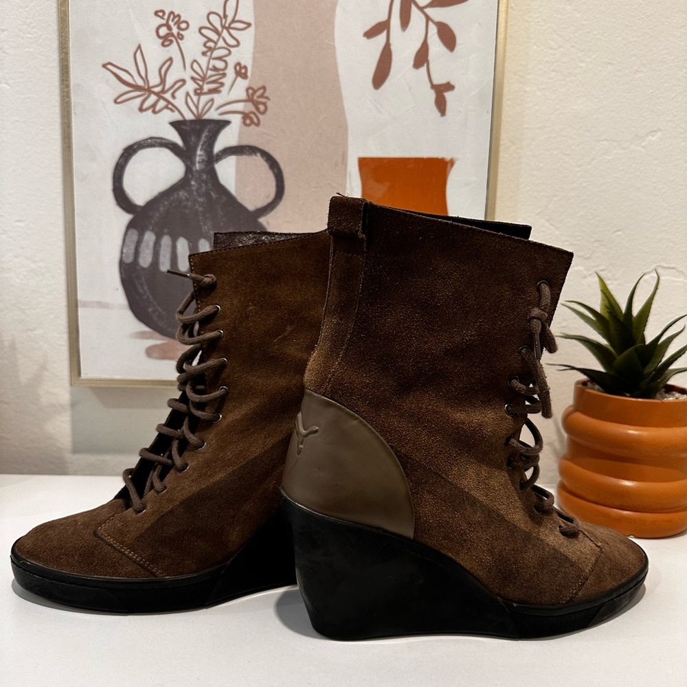 Brown Suede Wedge Ankle Boots Puma